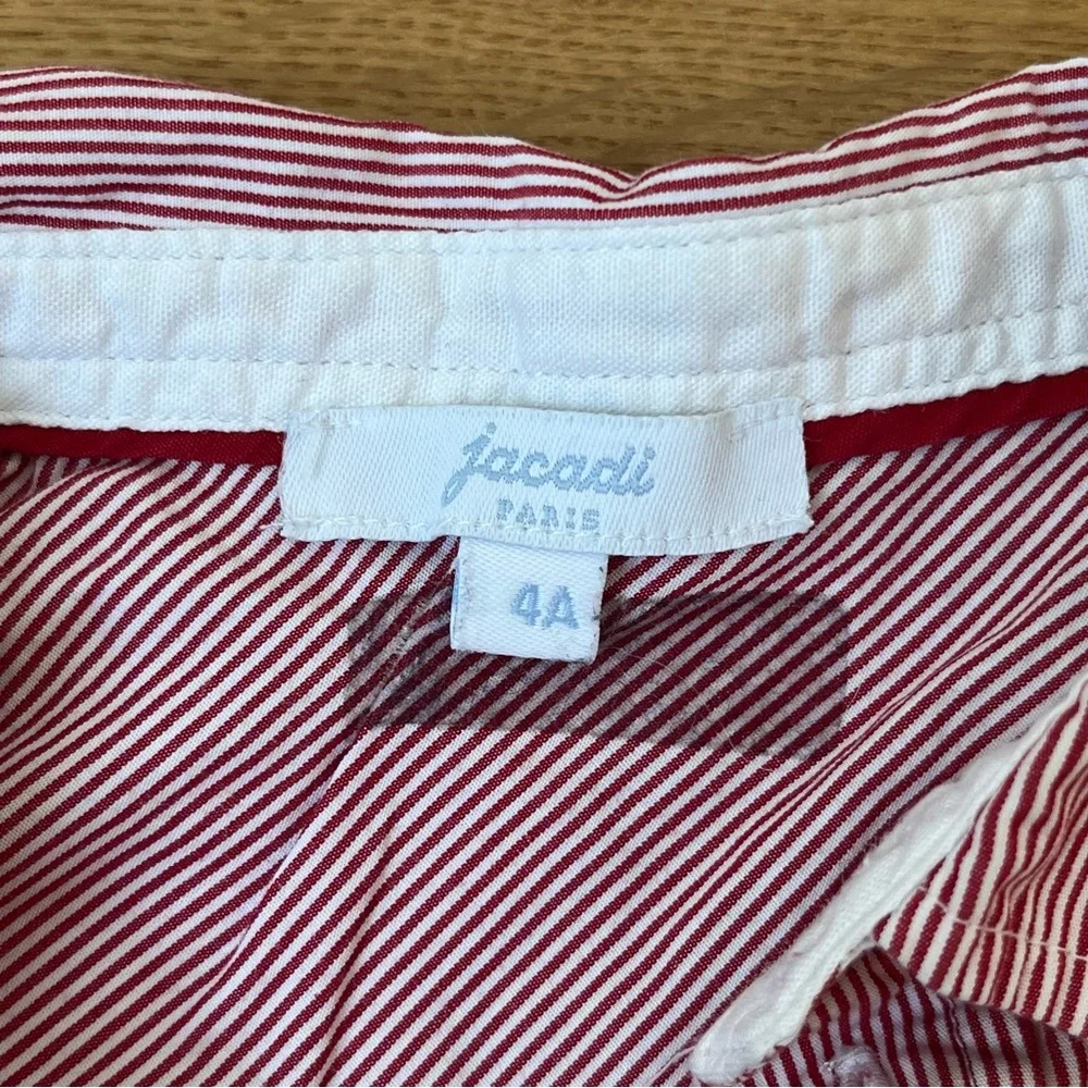 Jacadi Boys Red And White Striped Button Down Collared Shirt Size 4T/4 Years